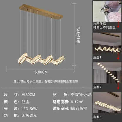 Modern gold crystal chandelier living room pendant light