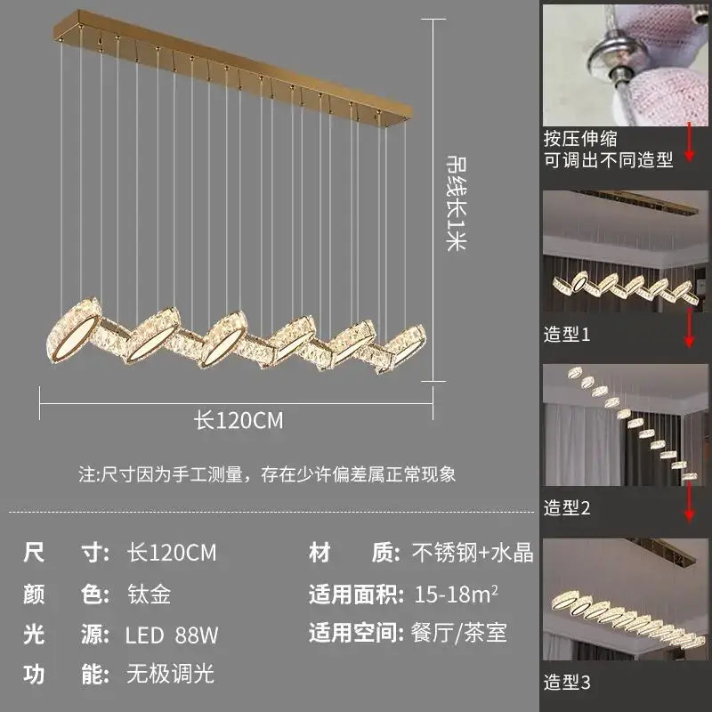 Modern gold crystal chandelier living room pendant light