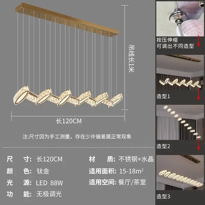 Modern gold crystal chandelier living room pendant light
