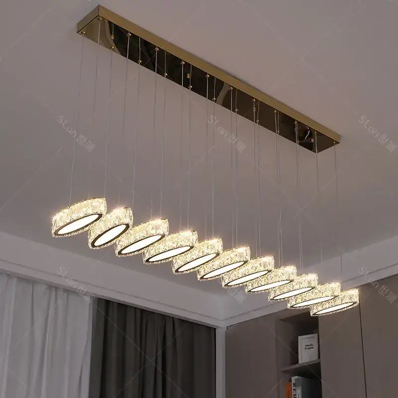Modern gold crystal chandelier living room pendant light