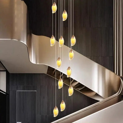 Modern gold teardrop crystal chandelier living room pendant light