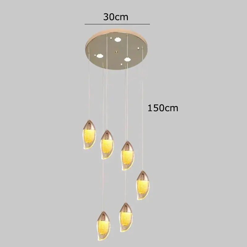 Modern gold teardrop crystal chandelier living room pendant light