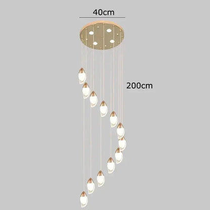 Modern gold teardrop crystal chandelier living room pendant light