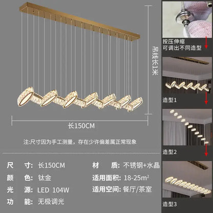 Modern gold crystal chandelier living room pendant light