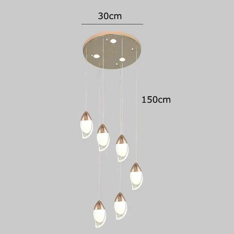 Modern gold teardrop crystal chandelier living room pendant light