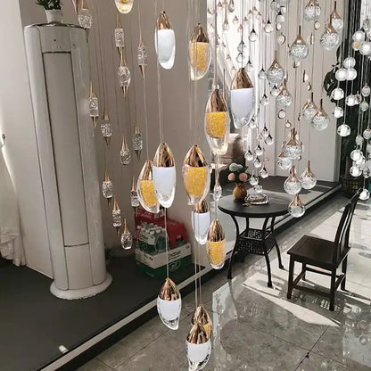Modern gold teardrop crystal chandelier living room pendant light