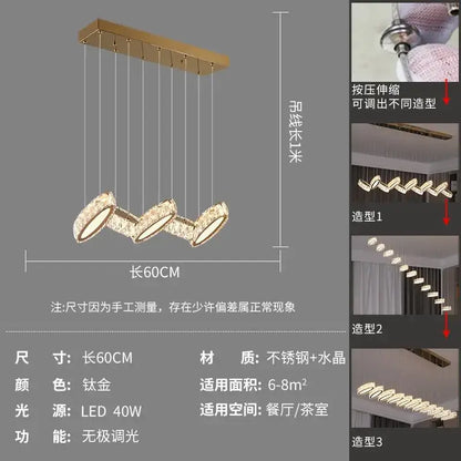 Modern gold crystal chandelier living room pendant light