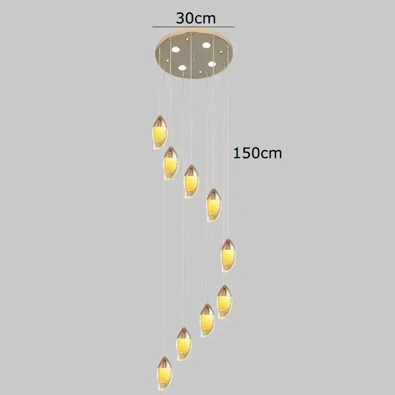 Modern gold teardrop crystal chandelier living room pendant light