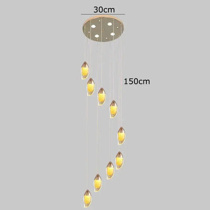 Modern gold teardrop crystal chandelier living room pendant light