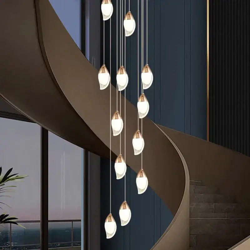Modern gold teardrop crystal chandelier living room pendant light