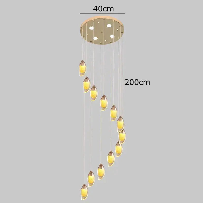 Modern gold teardrop crystal chandelier living room pendant light