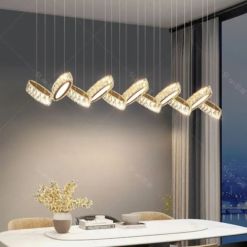 Modern gold crystal chandelier living room pendant light