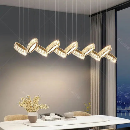 Modern gold crystal chandelier living room pendant light
