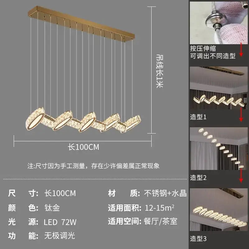 Modern gold crystal chandelier living room pendant light