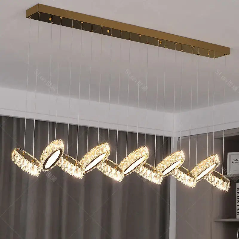 Modern gold crystal chandelier living room pendant light