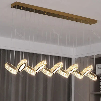 Modern gold crystal chandelier living room pendant light