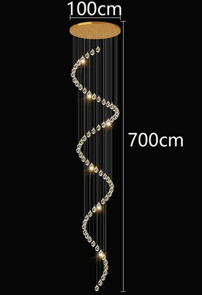 Modern gold crystal chandelier stairwell living room pendant light