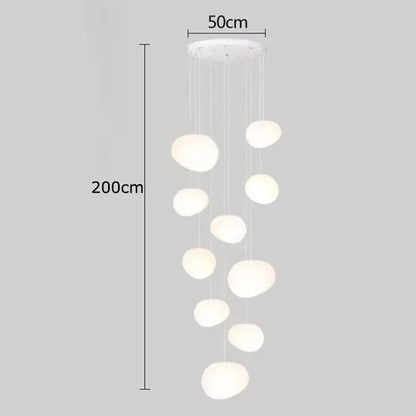 Modern minimalist white crystal chandelier stair pendant light living room