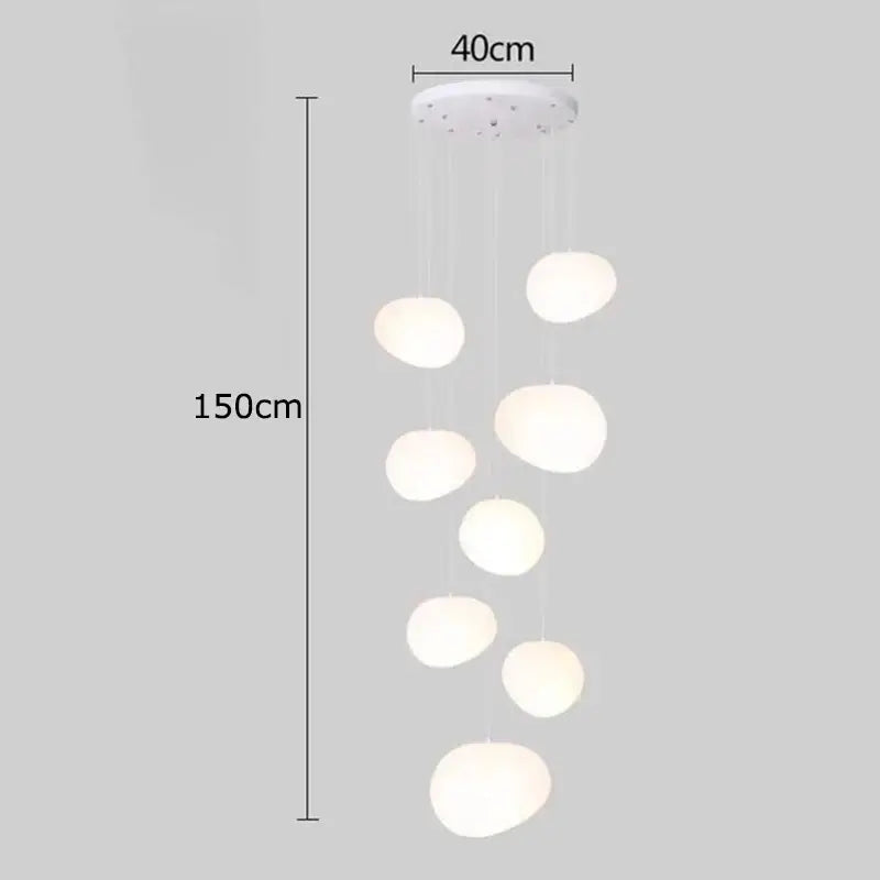 Modern minimalist white crystal chandelier stair pendant light living room