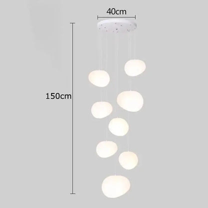 Modern minimalist white crystal chandelier stair pendant light living room
