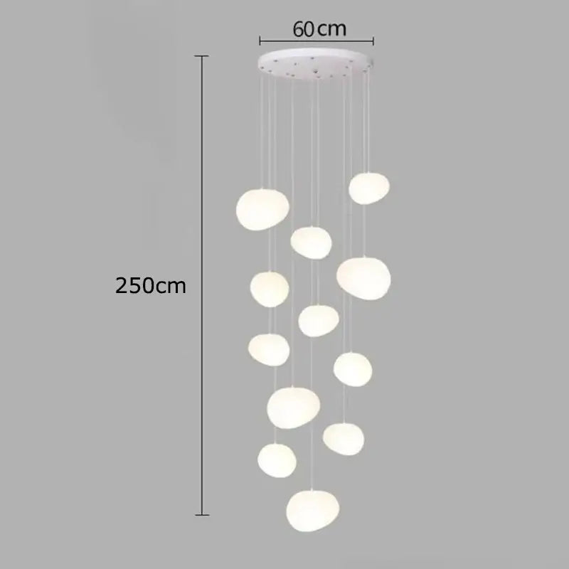 Modern minimalist white crystal chandelier stair pendant light living room