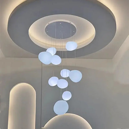 Modern minimalist white crystal chandelier stair pendant light living room