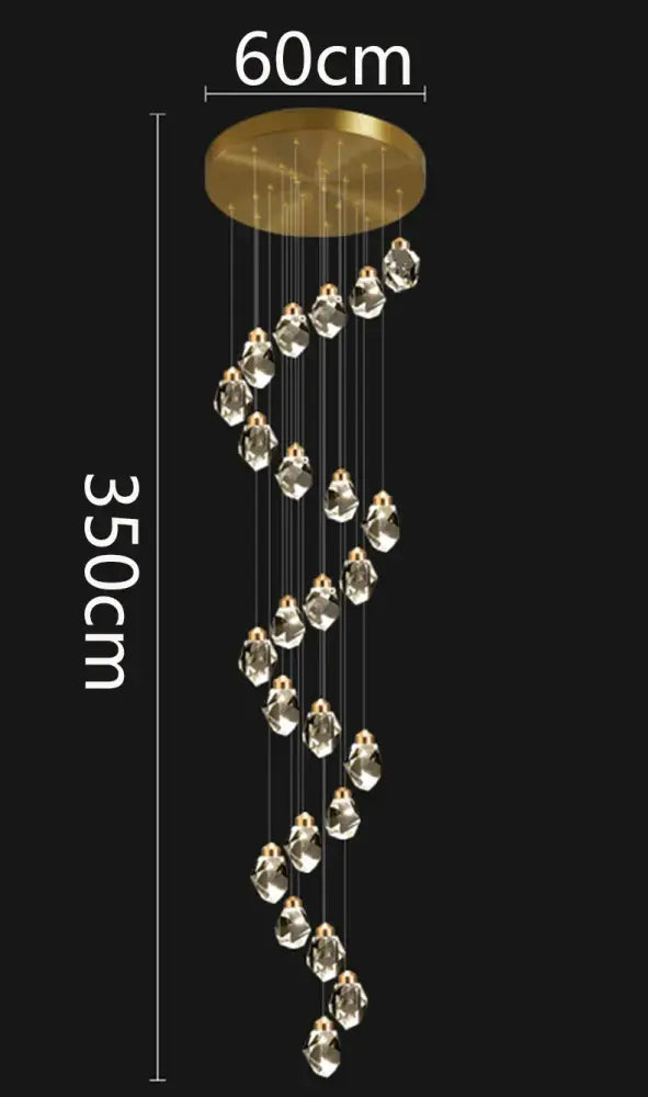 Modern gold crystal chandelier stairwell living room pendant light