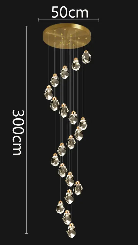 Modern gold crystal chandelier stairwell living room pendant light