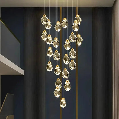 Modern gold crystal chandelier stairwell living room pendant light