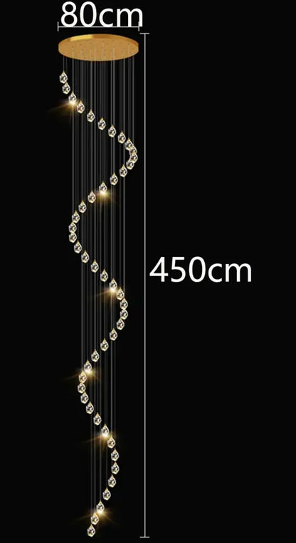Modern gold crystal chandelier stairwell living room pendant light