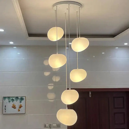 Modern minimalist white crystal chandelier stair pendant light living room