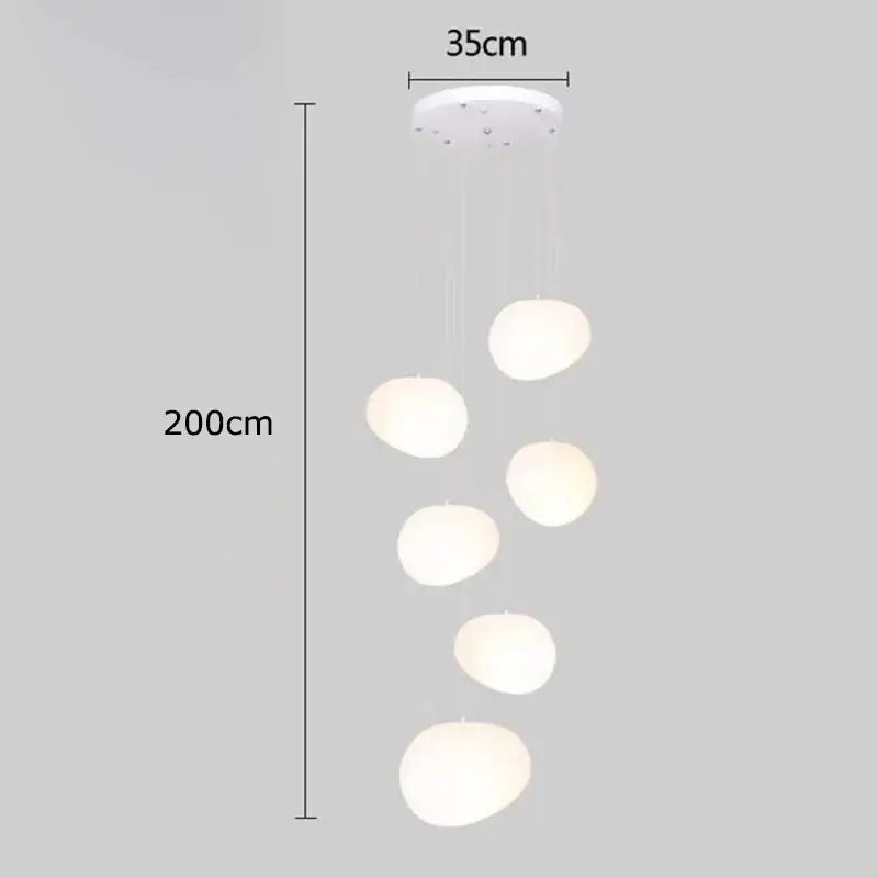 Modern minimalist white crystal chandelier stair pendant light living room