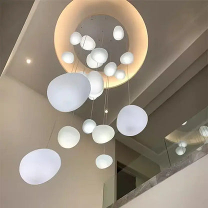 Modern minimalist white crystal chandelier stair pendant light living room