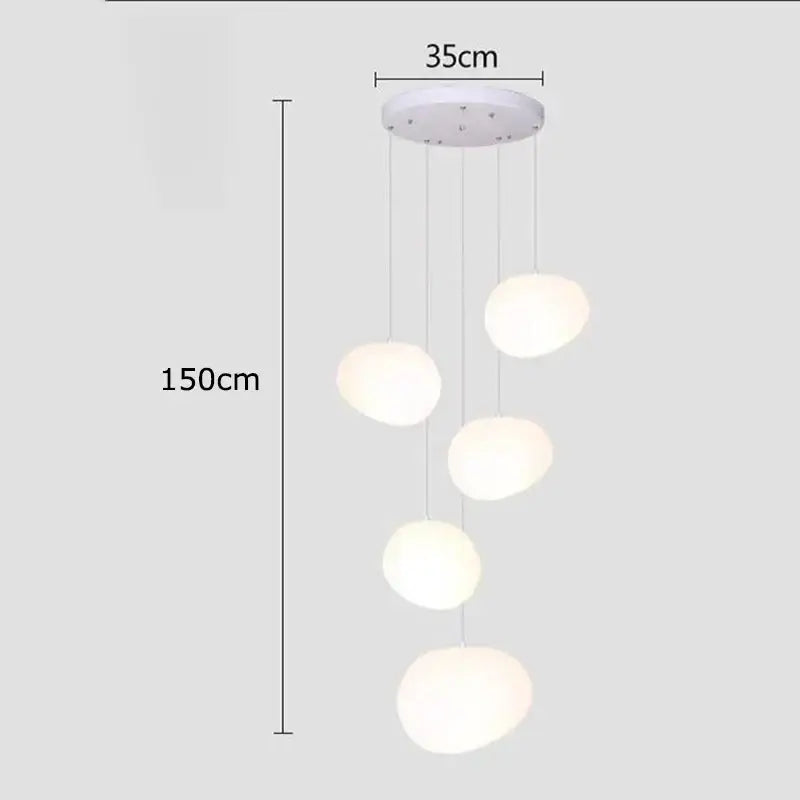 Modern minimalist white crystal chandelier stair pendant light living room