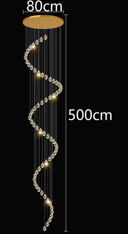 Modern gold crystal chandelier stairwell living room pendant light