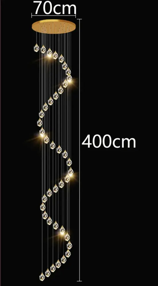 Modern gold crystal chandelier stairwell living room pendant light