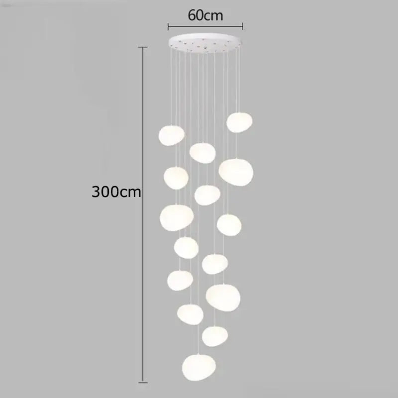 Modern minimalist white crystal chandelier stair pendant light living room