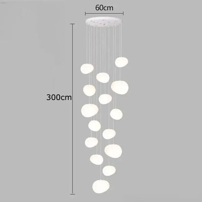 Modern minimalist white crystal chandelier stair pendant light living room