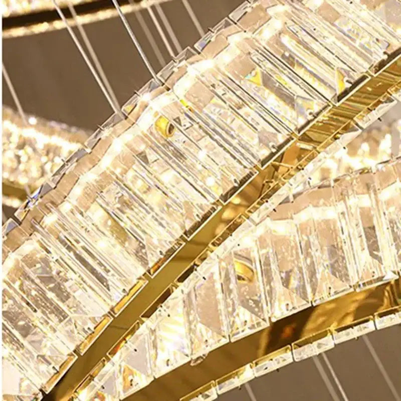 Golden spiral crystal chandelier stair pendant living room