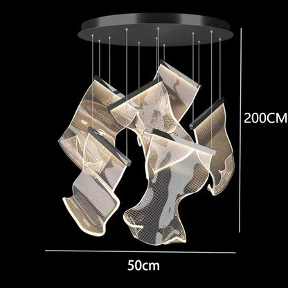 Modern sculptural glass crystal chandelier stair pendant light