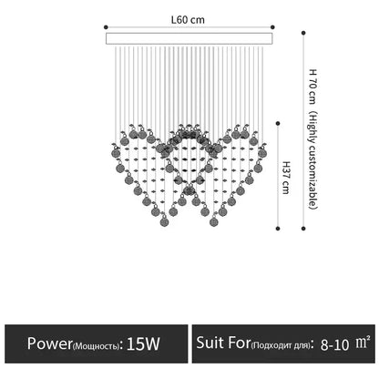 Modern interlocking heart crystal chandelier table lamp set bedroom
