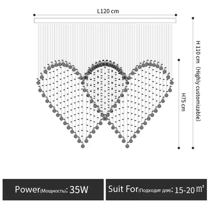 Modern interlocking heart crystal chandelier table lamp set bedroom