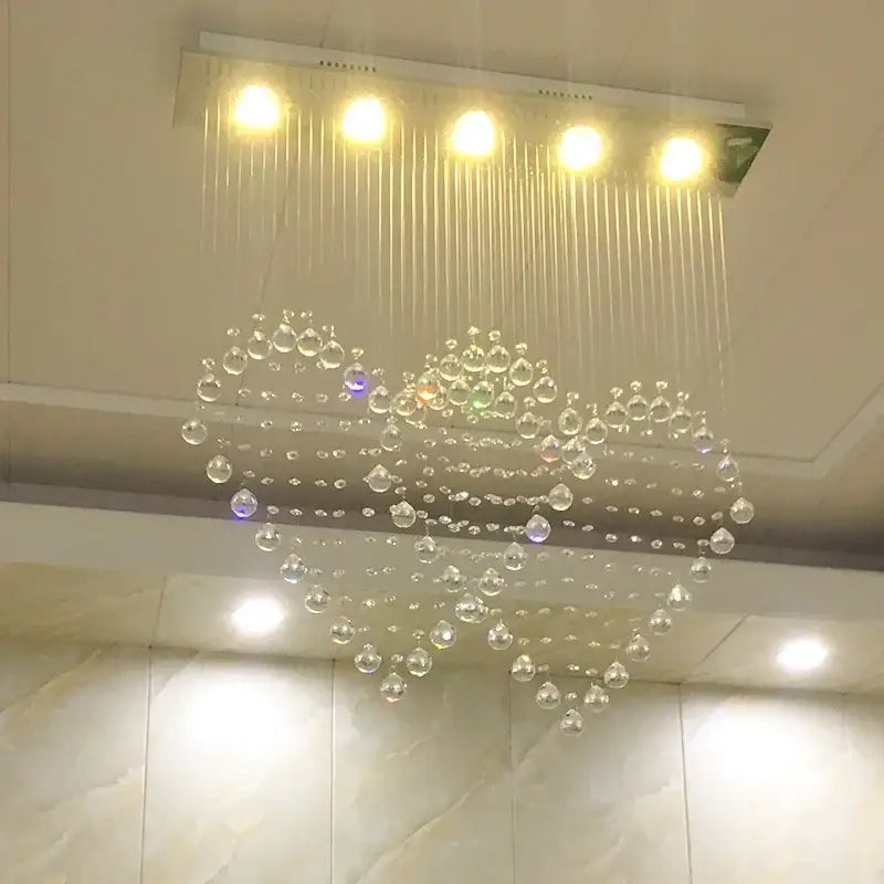 Modern interlocking heart crystal chandelier table lamp set bedroom