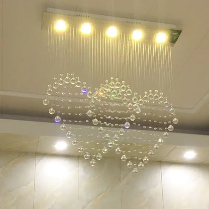 Modern interlocking heart crystal chandelier table lamp set bedroom