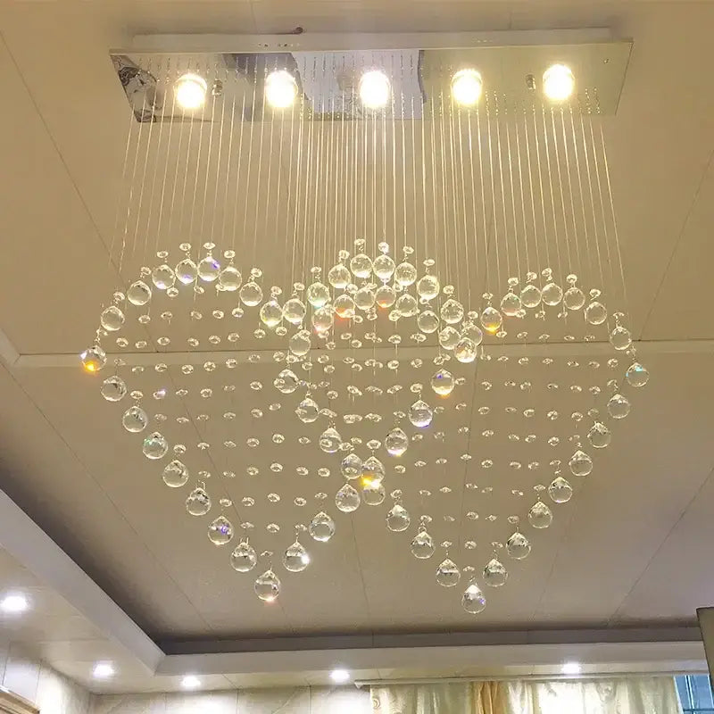 Modern interlocking heart crystal chandelier table lamp set bedroom