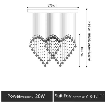 Modern interlocking heart crystal chandelier table lamp set bedroom