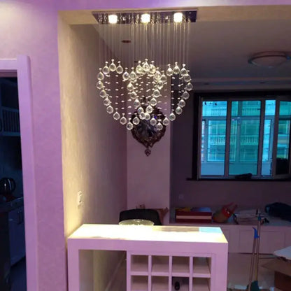 Modern interlocking heart crystal chandelier table lamp set bedroom