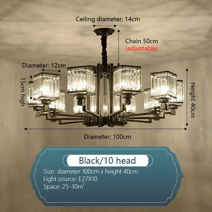 Modern bronze crystal chandelier living room lighting