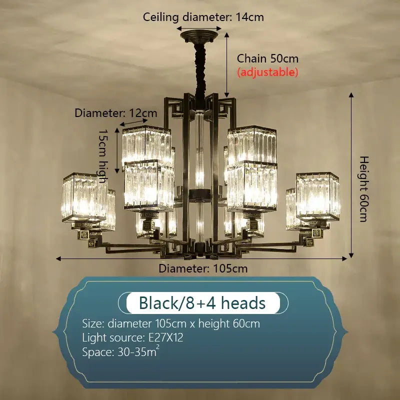 Modern bronze crystal chandelier living room lighting