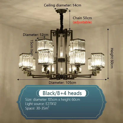 Modern bronze crystal chandelier living room lighting